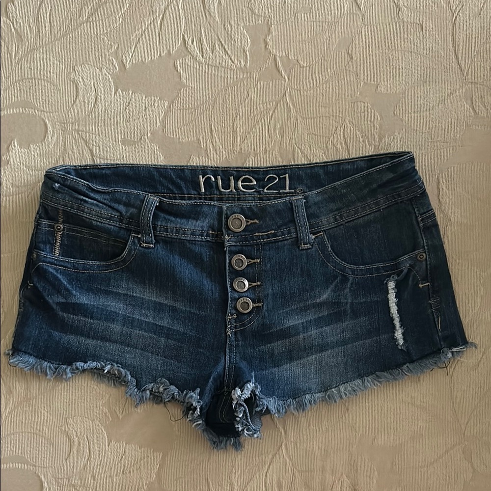 Rue21 Blue Jean Shorts Distressed Hem